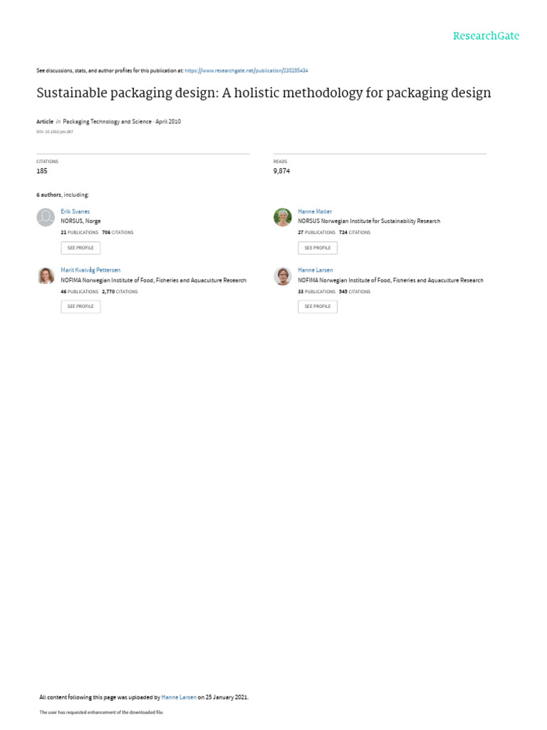 Sustainablepackagingdesign PTS 2010 | PDF | Life Cycle Assessment ...