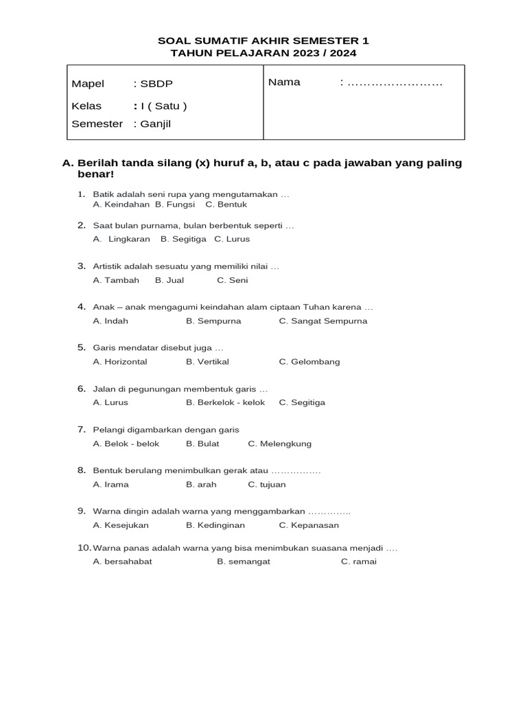 Soal Plbj Kelas 1 Pdf