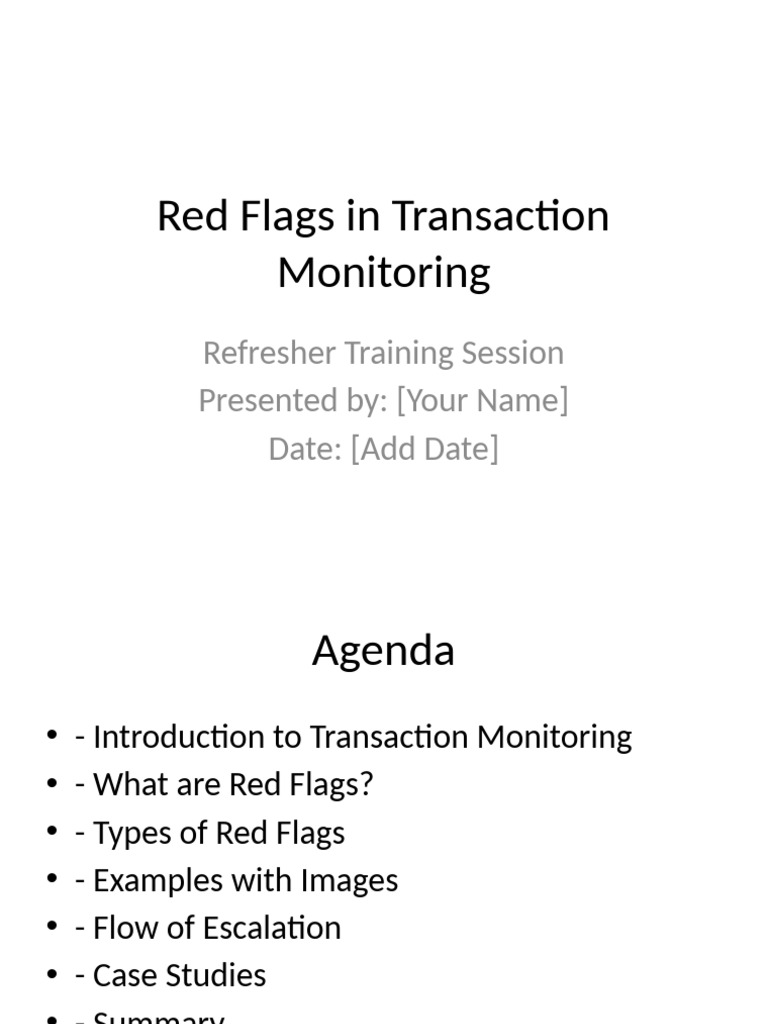Red Flags in Transaction Monitoring Training | PDF