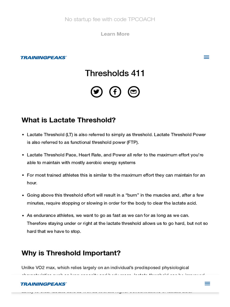 Understanding Lactate Threshold in Training | PDF | Heart Rate | Physiology
