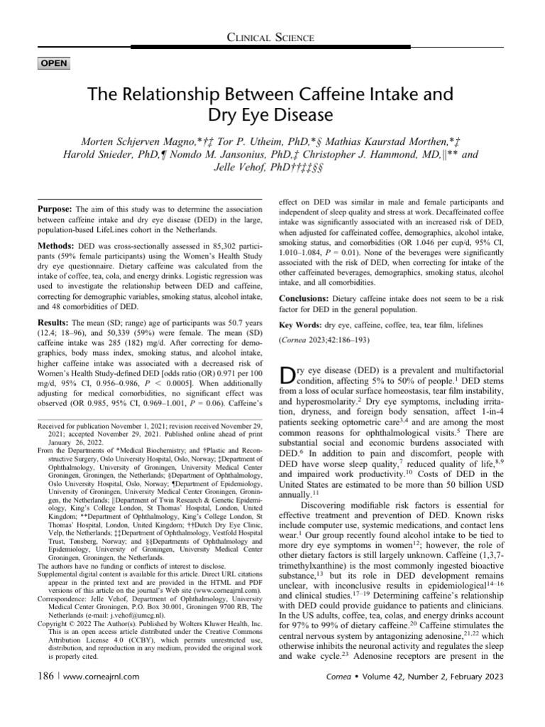 The Relationship Between Caffeine Intake and Dry.10 | PDF | Caffeine ...