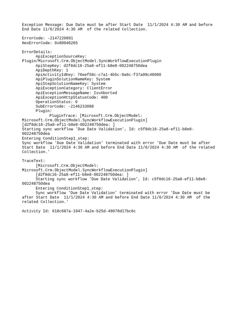 Due Date Validation Error in CRM Workflow | PDF