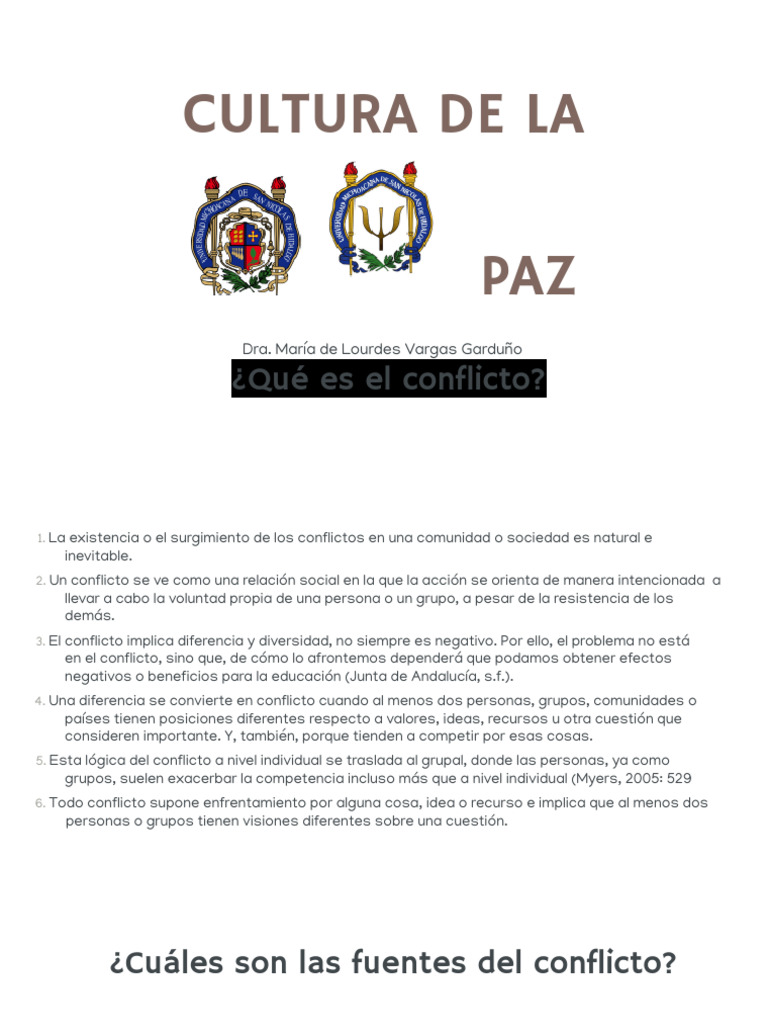 Cultura de la Paz y Resolución de Conflictos | PDF | Sociedad | Paz