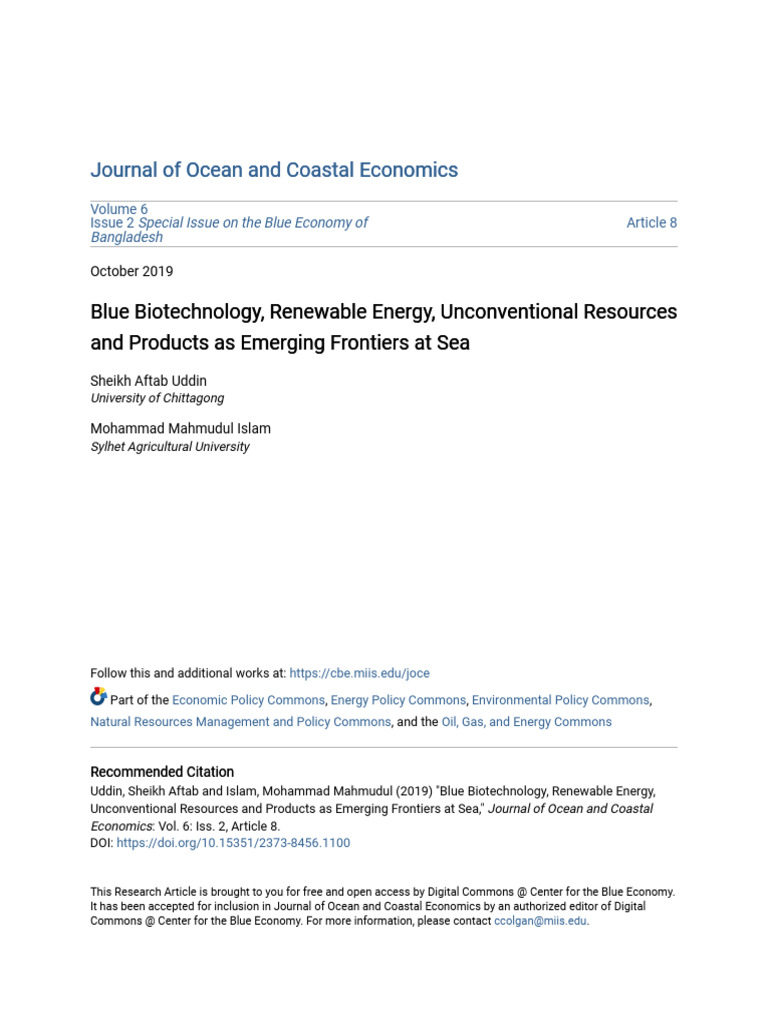 Blue Biotechnology Renewable Energy Unco | PDF | Sea | Oceans