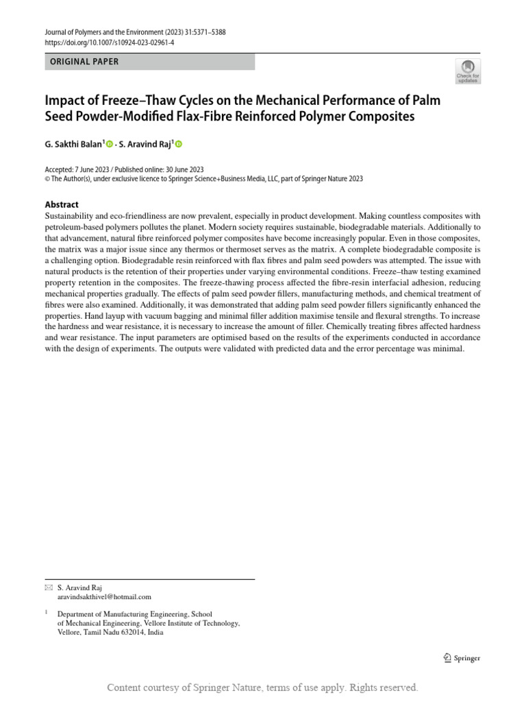Impact of Freeze-Thaw Cycles On The Mechanical Per | PDF | Composite ...