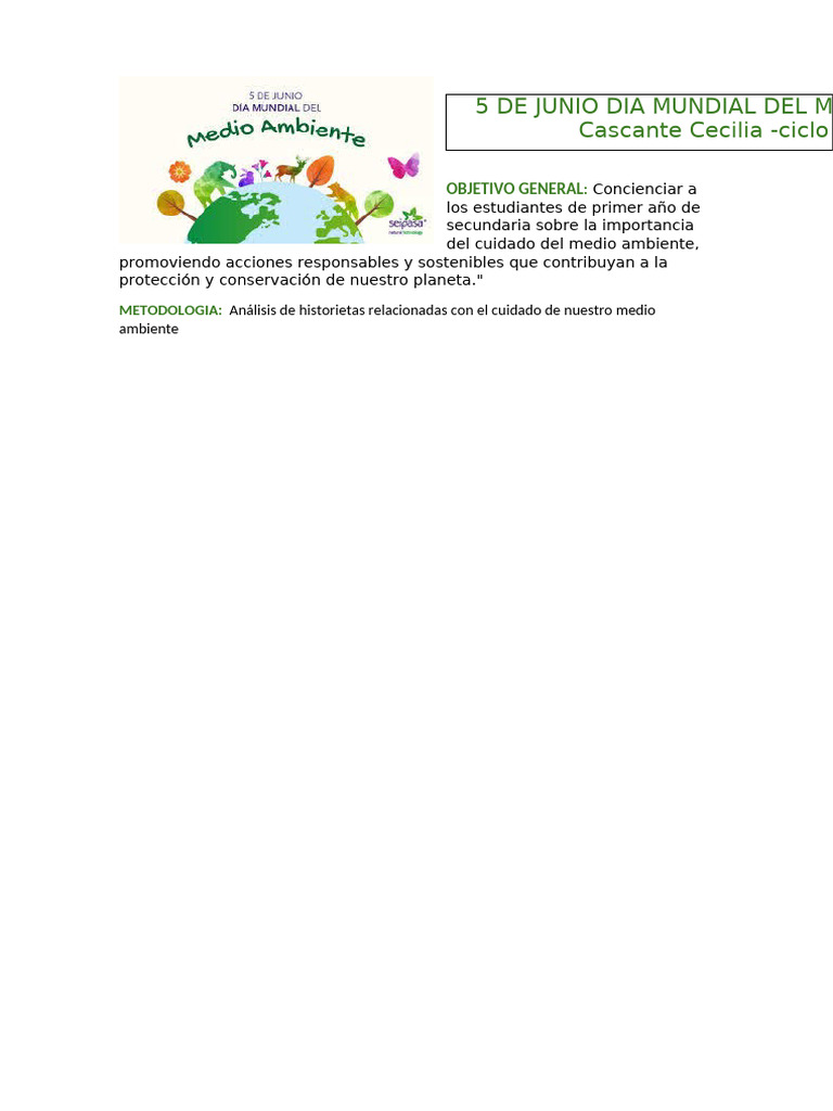 5 de Junio Dia Mundial Del Medio Ambiente | PDF