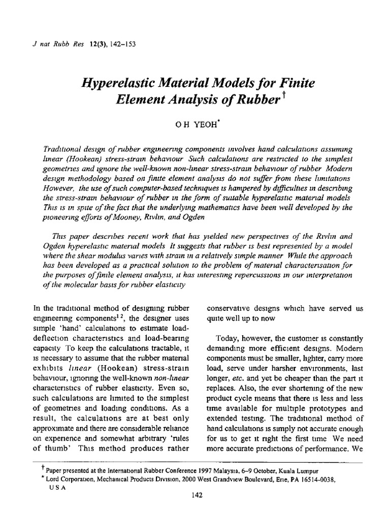 Hyperelastic Models for Rubber Analysis | PDF | Deformation ...