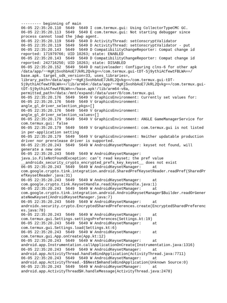 Termux GUI Debugging Logs Analysis | PDF | Computer Architecture ...