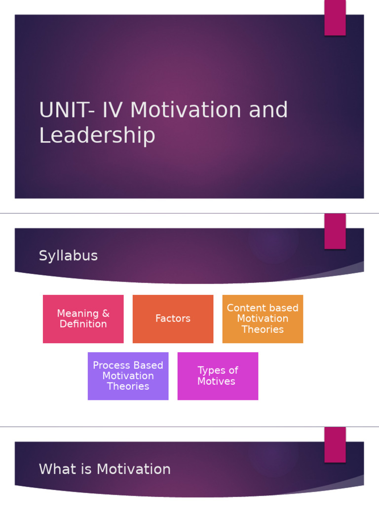 Motivation and Leadership Theories Overview | PDF | Motivational ...