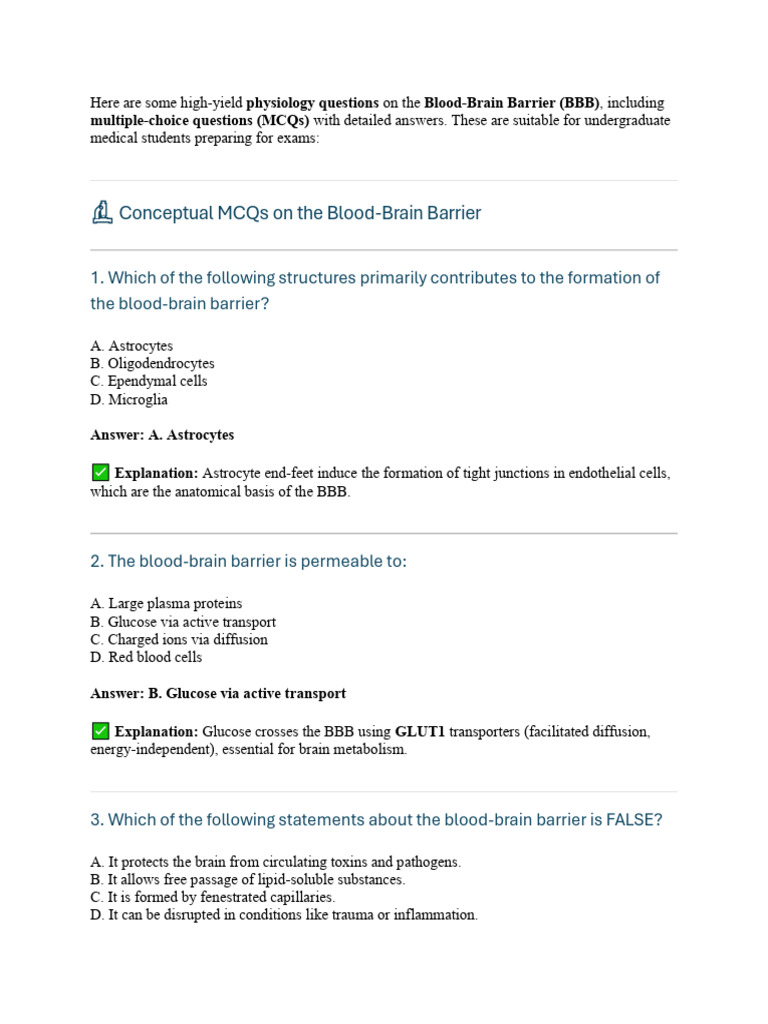 Blood Brain Barrier | PDF | Clinical Medicine | Animal Anatomy