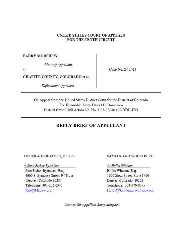 Morphew v. Chaffee County Appeal Brief | PDF | Qualified Immunity ...
