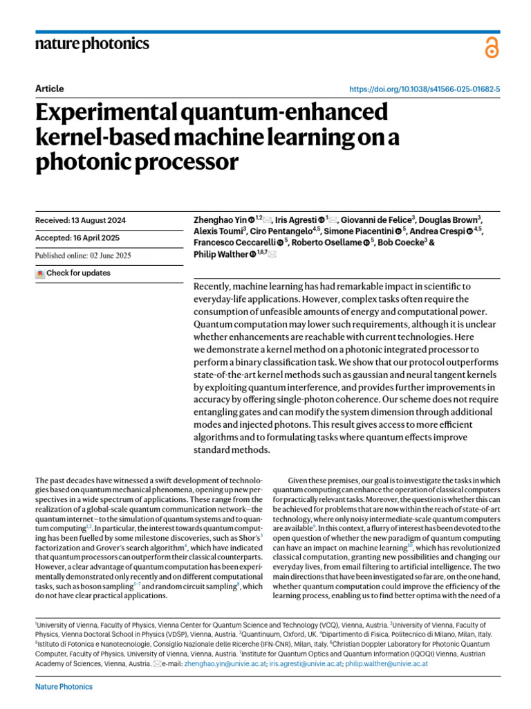 Quantum-Enhanced Machine Learning | PDF | Support Vector Machine ...