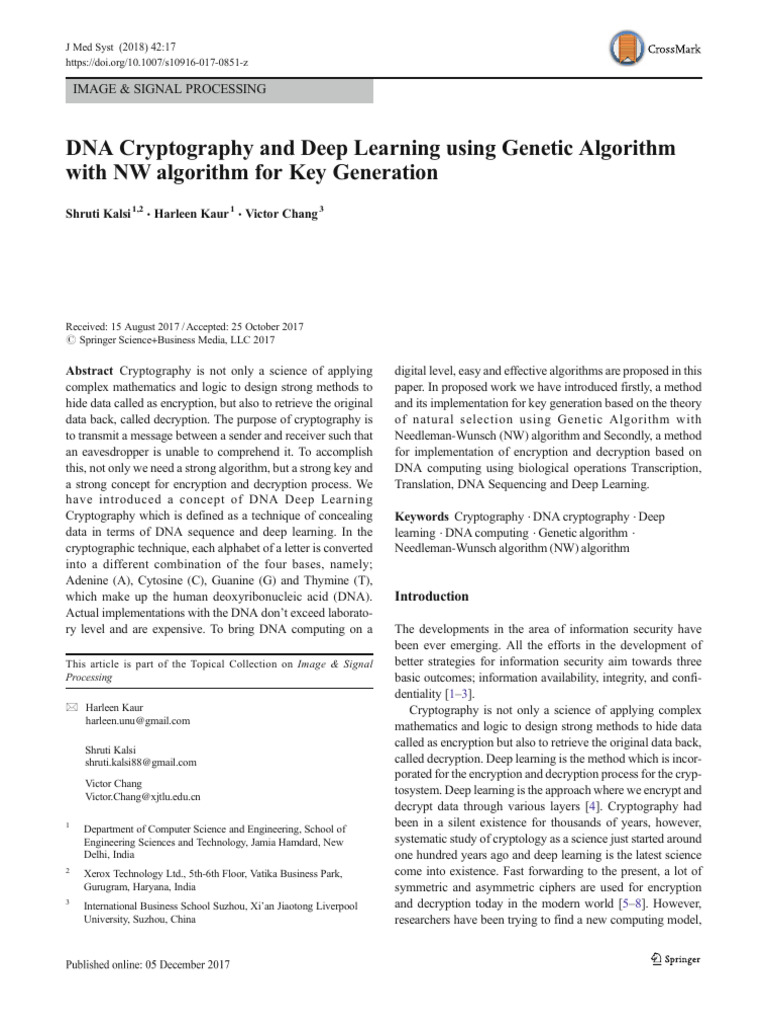DNA Cryptography with Deep Learning | PDF | Cryptography | Cipher