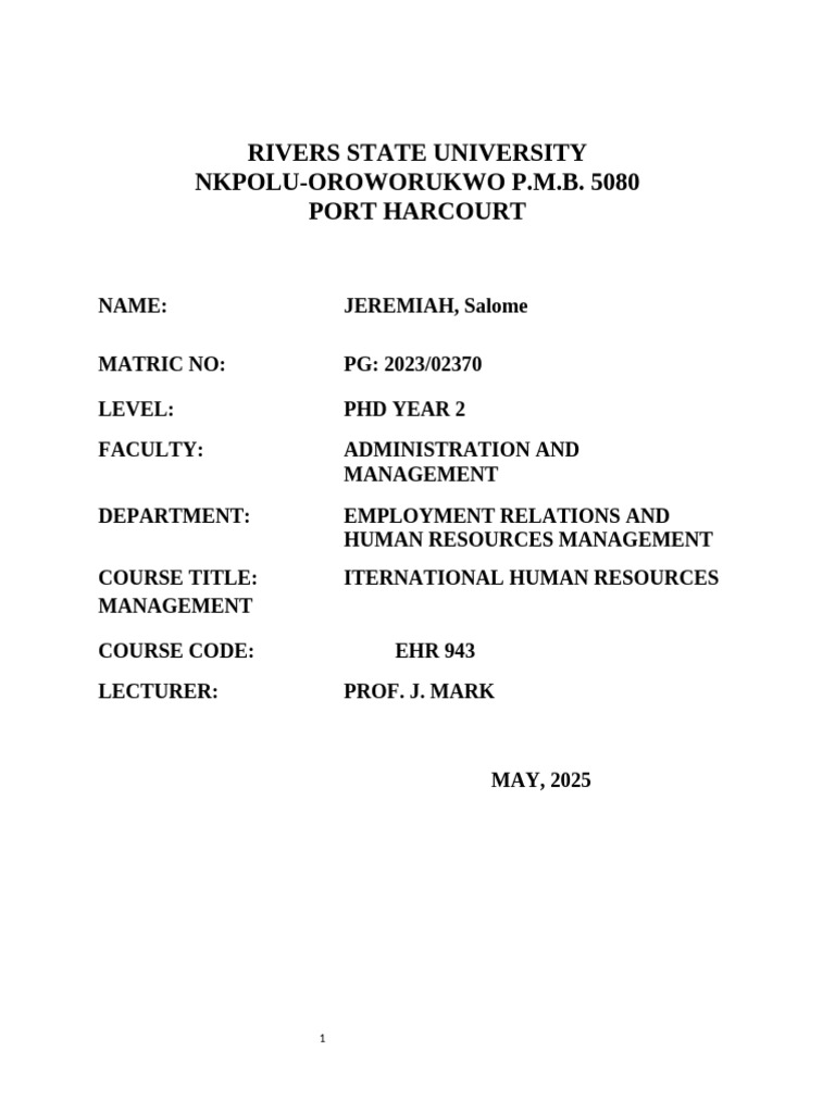 Assignment On International Human Relations | PDF | Human Resources ...
