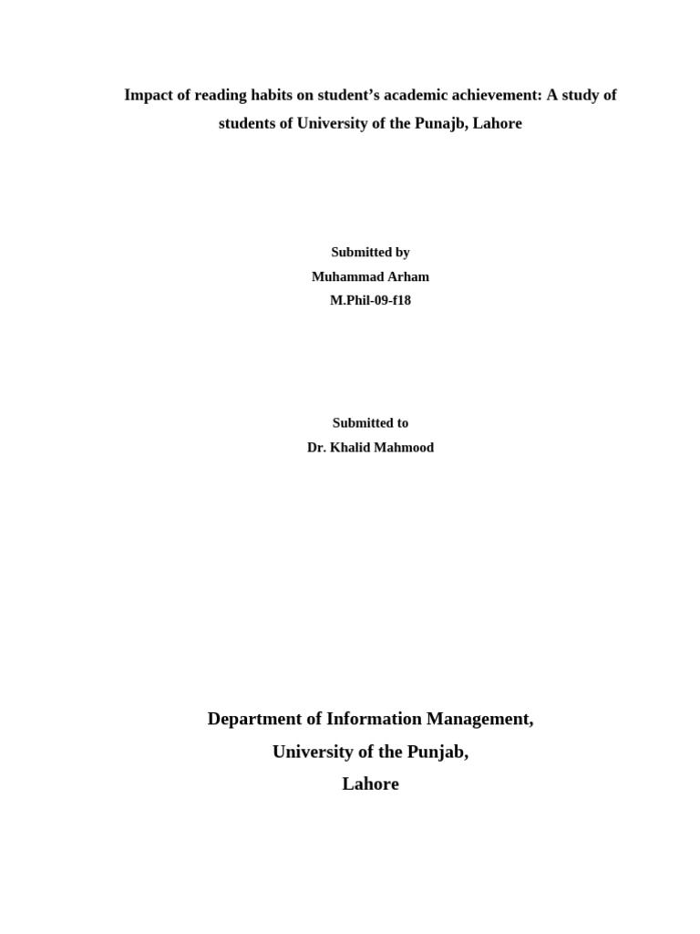 Impact of Reading Habits On Student's Academic Performance | PDF ...