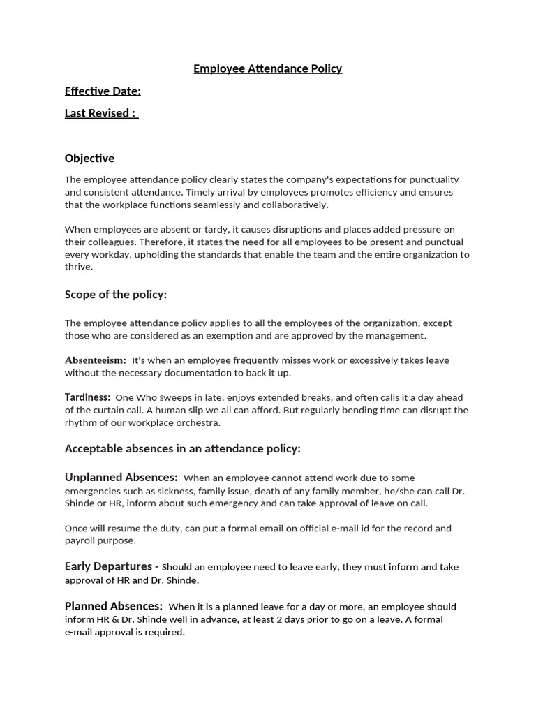 Employee Attendance Policy | PDF