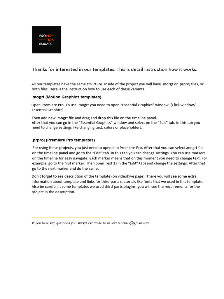 Using .prproj and .mogrt Templates | PDF