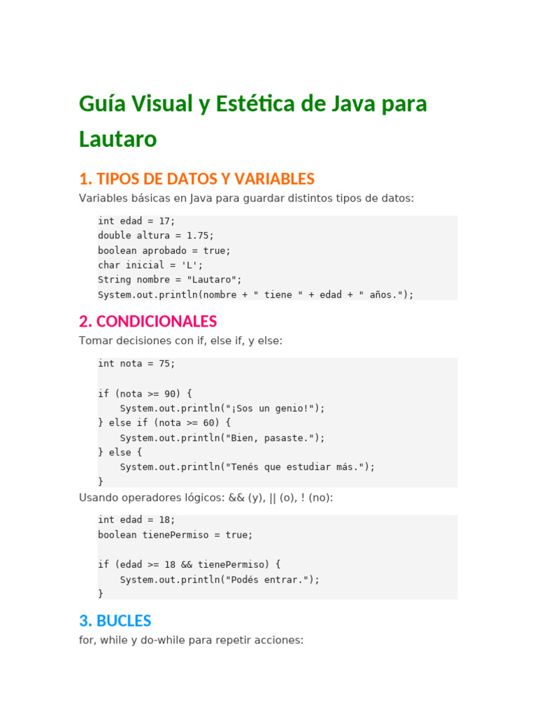 Guia Java Lautaro Visual Dios | PDF | Java (lenguaje de programación ...