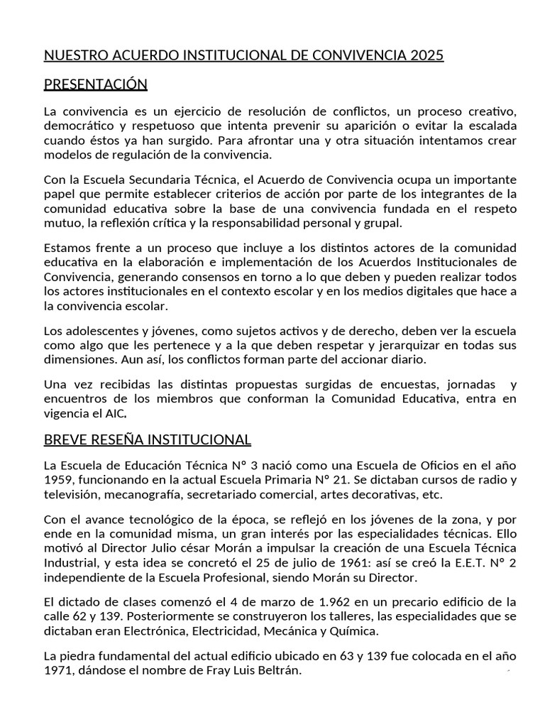 Acuerdo de Convivencia Escolar 2025 | PDF | Enseñando | Escuelas