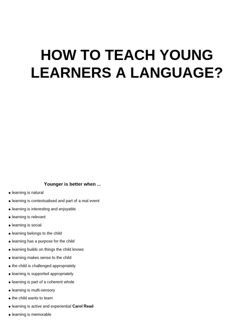 Effective Strategies for Teaching Young Learners | PDF | Learning ...