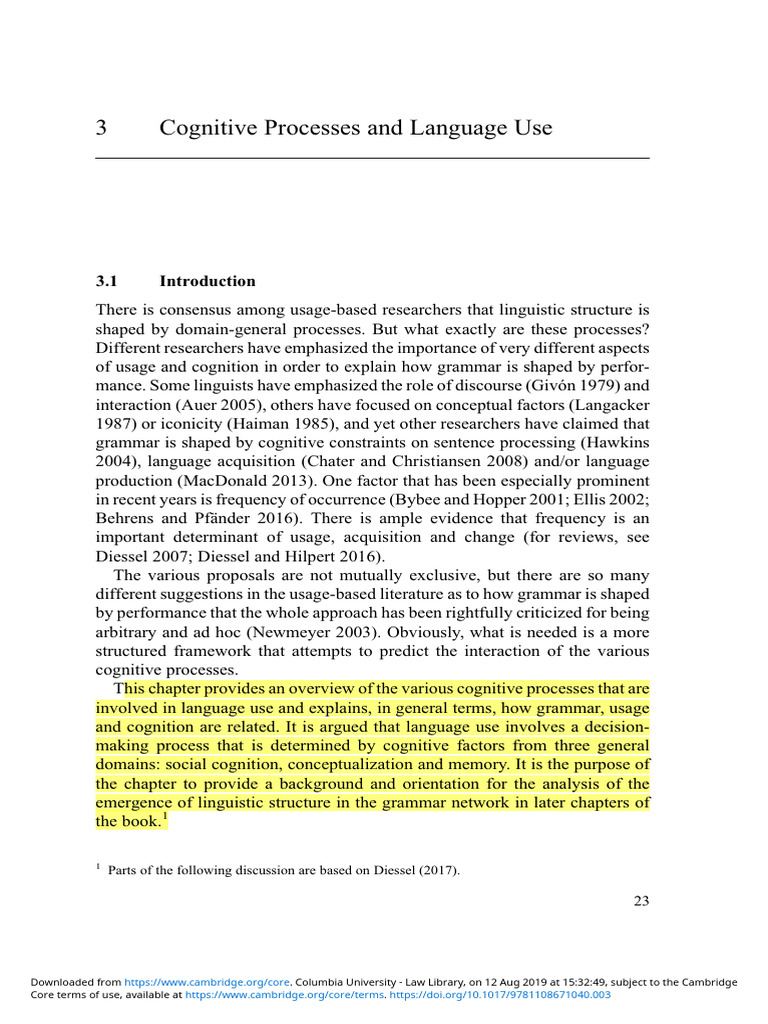 Cognitive Processes and Language Use | PDF | Linguistics | Semantics