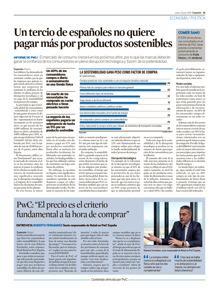 Un Tercio de Españoles No Quiere Pagar Más Por Productos Sostenibles ...