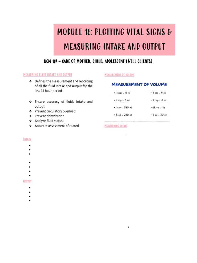 Module 18 Plotting Vital Signs and Measuring Intake and Output Pt. 1 ...