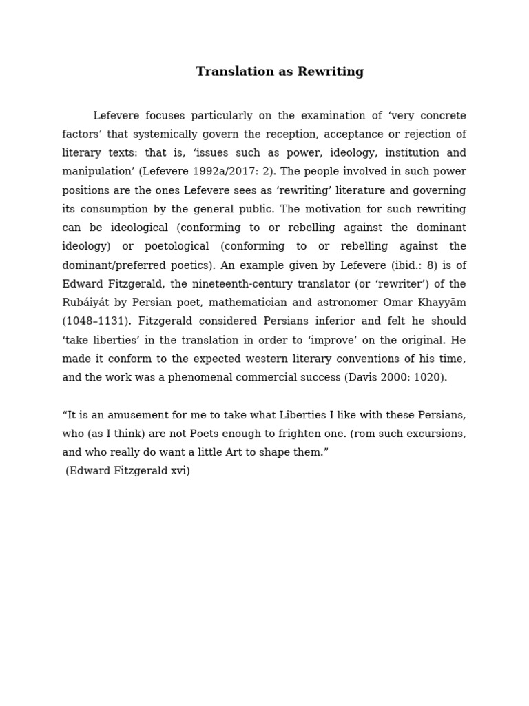 Rewriting Literature: Power and Ideology | PDF