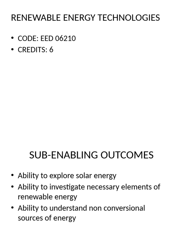 Renewable Energy Technologies | PDF | Energy Development | Greenhouse Gas
