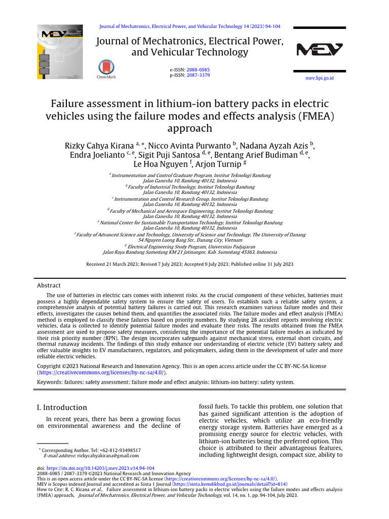 Lithium-Ion Battery Failure Analysis in EVs | PDF | Lithium Ion Battery ...