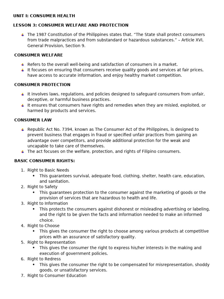 Consumer Health: Welfare & Protection Guide | PDF | False Advertising ...