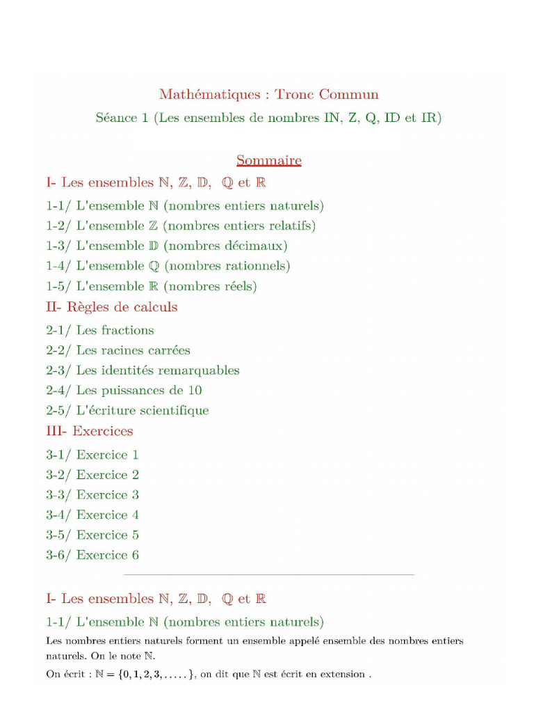 Les Ensembles de Nombres | PDF