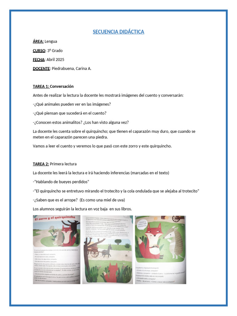 Secuencia Didáctica para 3° Grado de Lengua | PDF