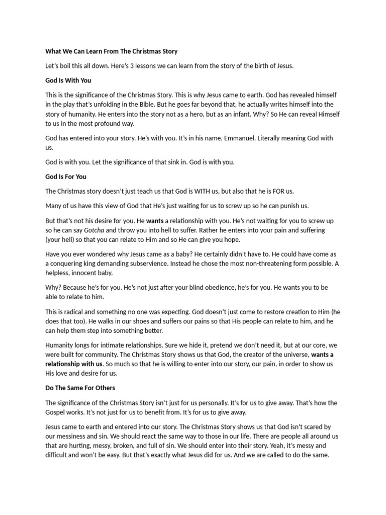 Lessons from the Christmas Story | PDF | Nativity Of Jesus | Jesus