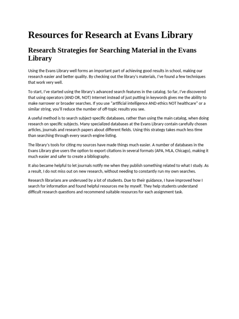 Effective Research Tips for Evans Library | PDF