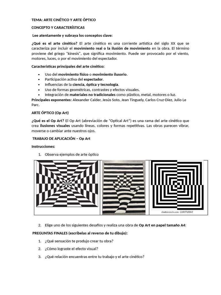 Arte Cinético y Óptico: Movimiento y Visión | PDF