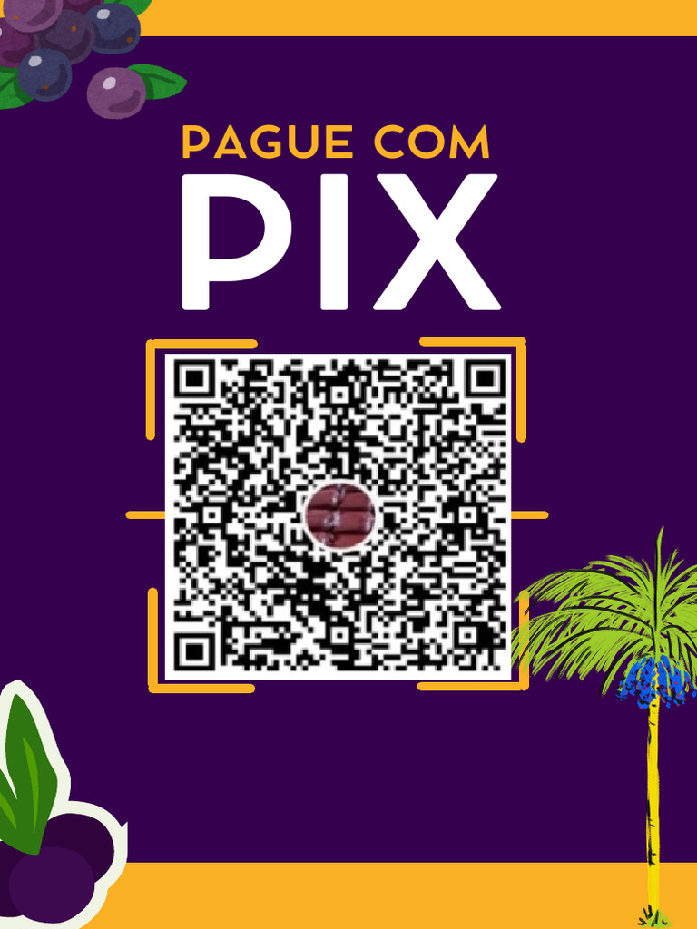 Cartaz QR Code Pix para Açai Roxo e Amarelo | PDF