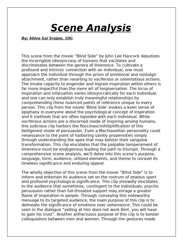Scene Analysis by Srujan | PDF | Narrative