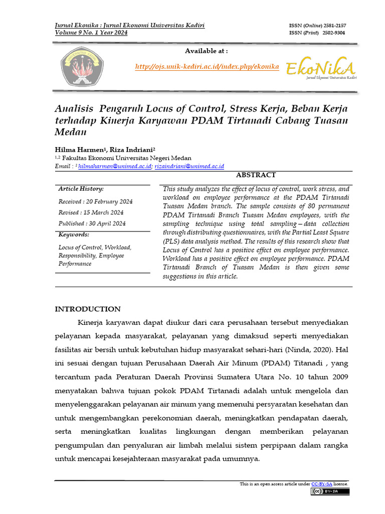 Pengaruh Locus of Control dan Stres pada Kinerja Karyawan | PDF