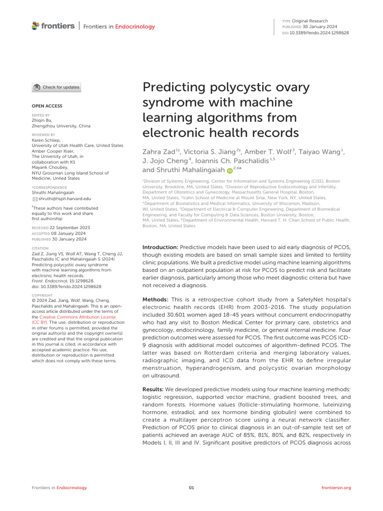 Machine Learning for PCOS Prediction | PDF | Polycystic Ovary Syndrome ...