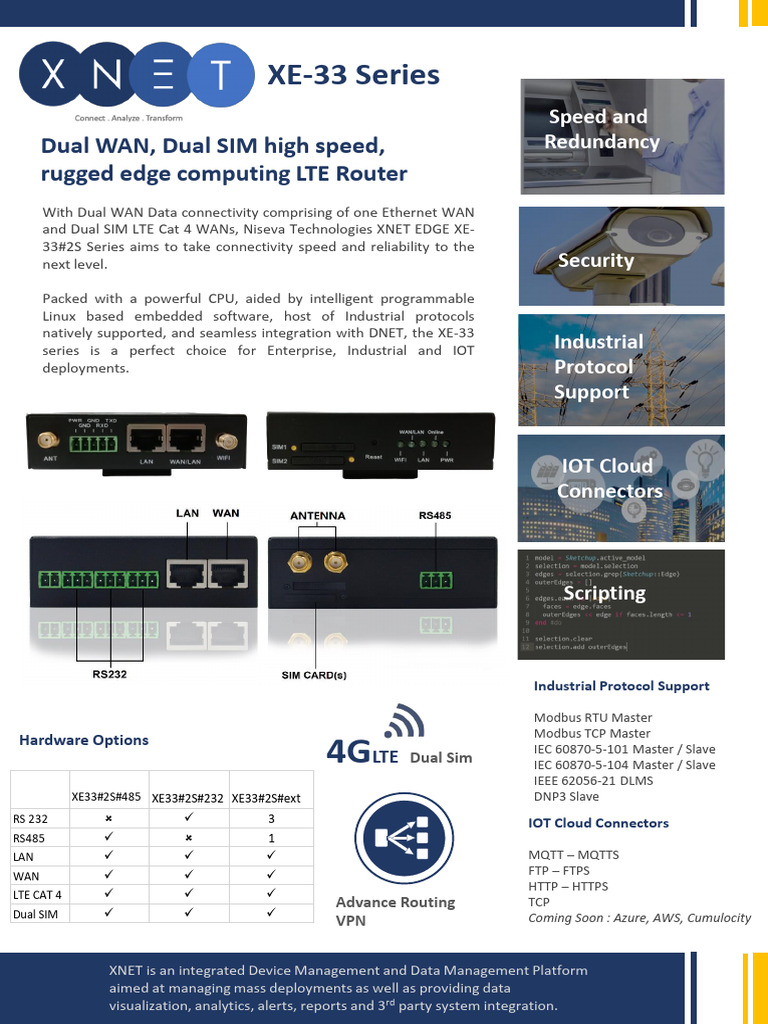 XE-33 Dual WAN LTE Router Overview | PDF | Router (Computing) | Internet