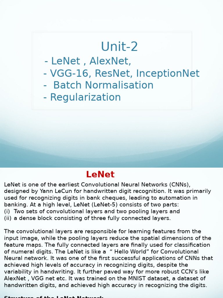 CNN Case Study: LeNet and AlexNet | PDF | Applied Mathematics | Algorithms