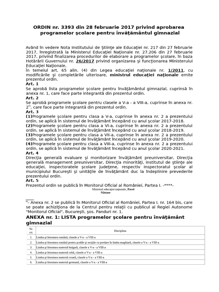 Programa Scolara | PDF