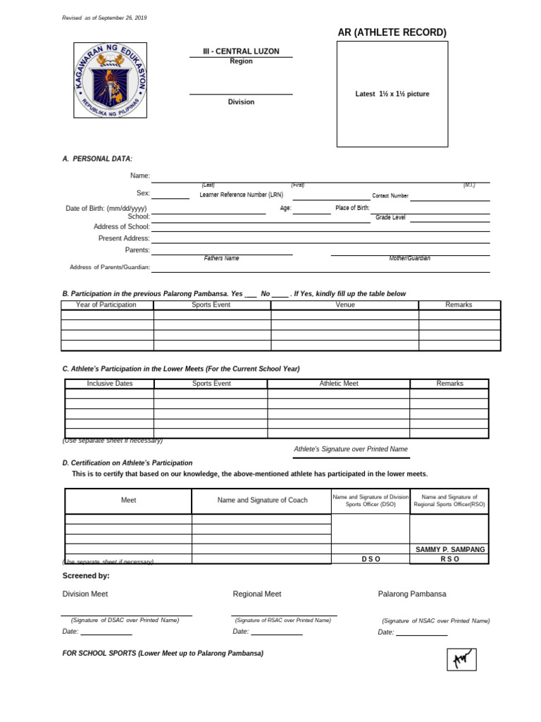 Athlete Participation Certification Form | PDF