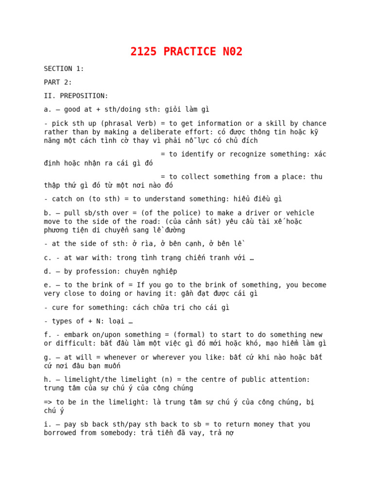 2125 Practice n02 - p2 (Prep+Read 2) - Vũ Gia Linh | PDF