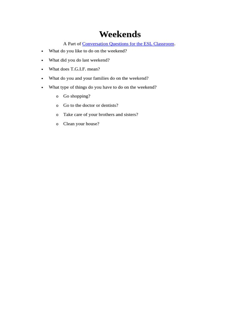 Weekends | PDF