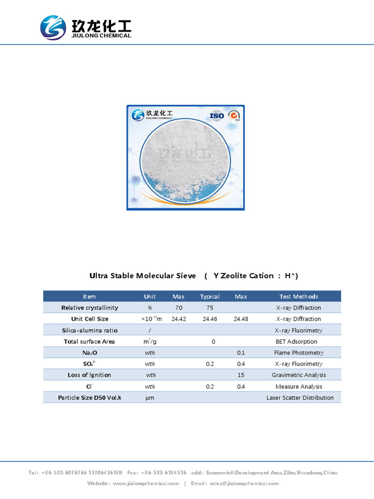 Ultra Stable Molecular Sieve Specifications | PDF