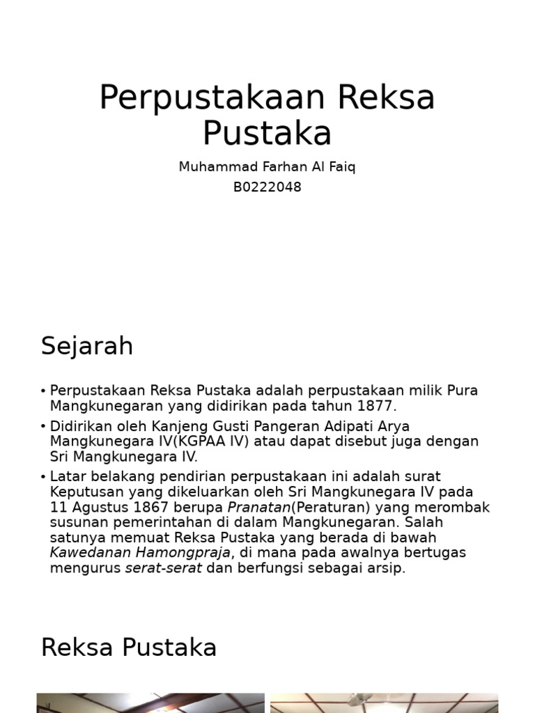 Perpustakaan Reksa Pustaka | PDF