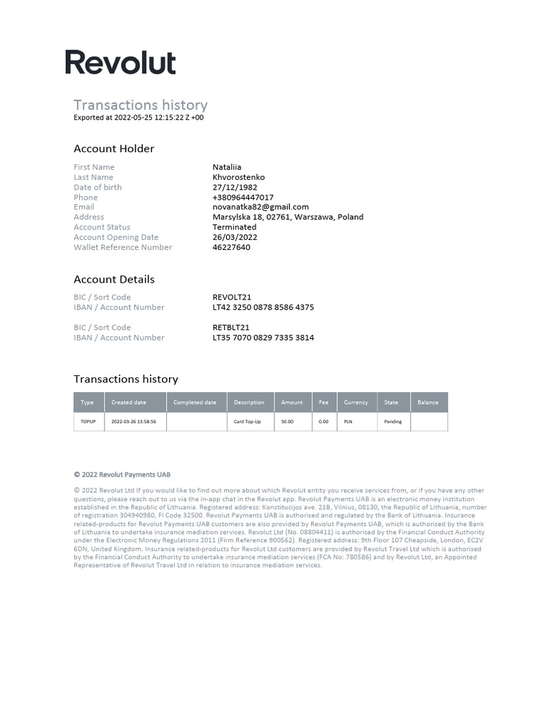 Transactions History | PDF