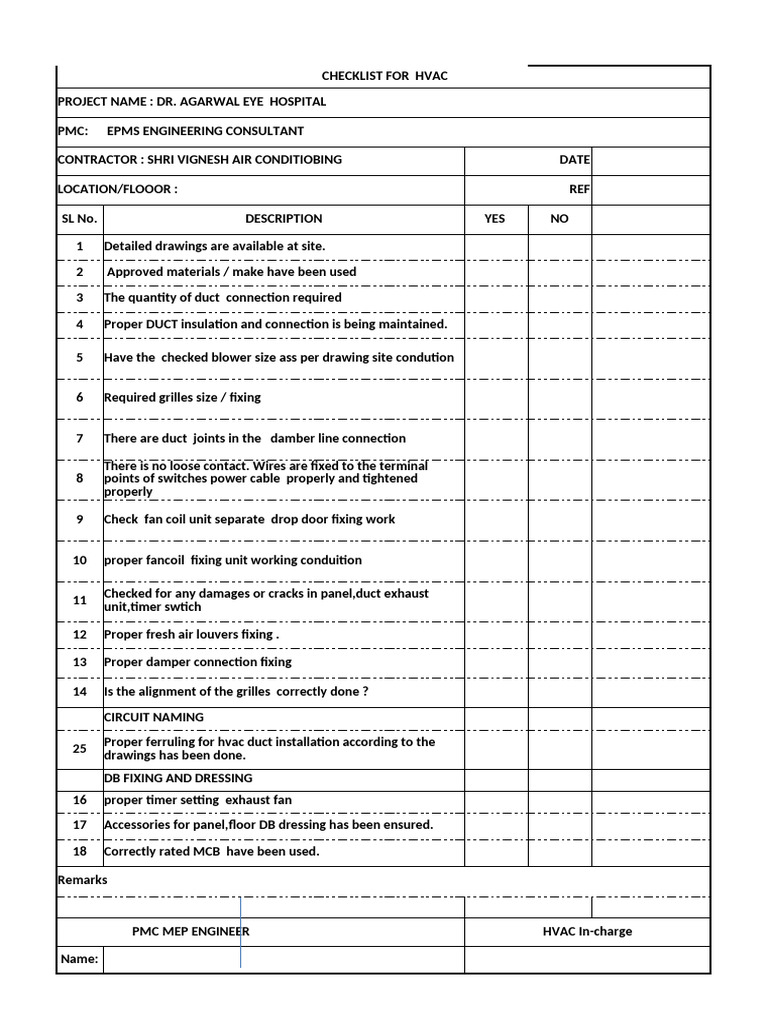 Check List - Hvac | PDF